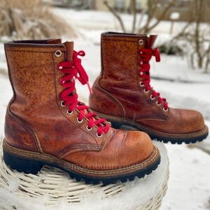 Vintage Red Wing Irish Setter Work Boots Distressed Leather Patina Punk Grunge 5